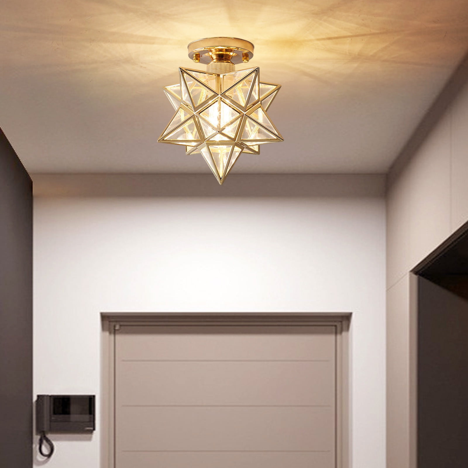 Feltree Five-Pointed Star Crystal Ceiling Light for Hallway, Balcony, Entryway with Easy Installation - Modern Decorative Lamp