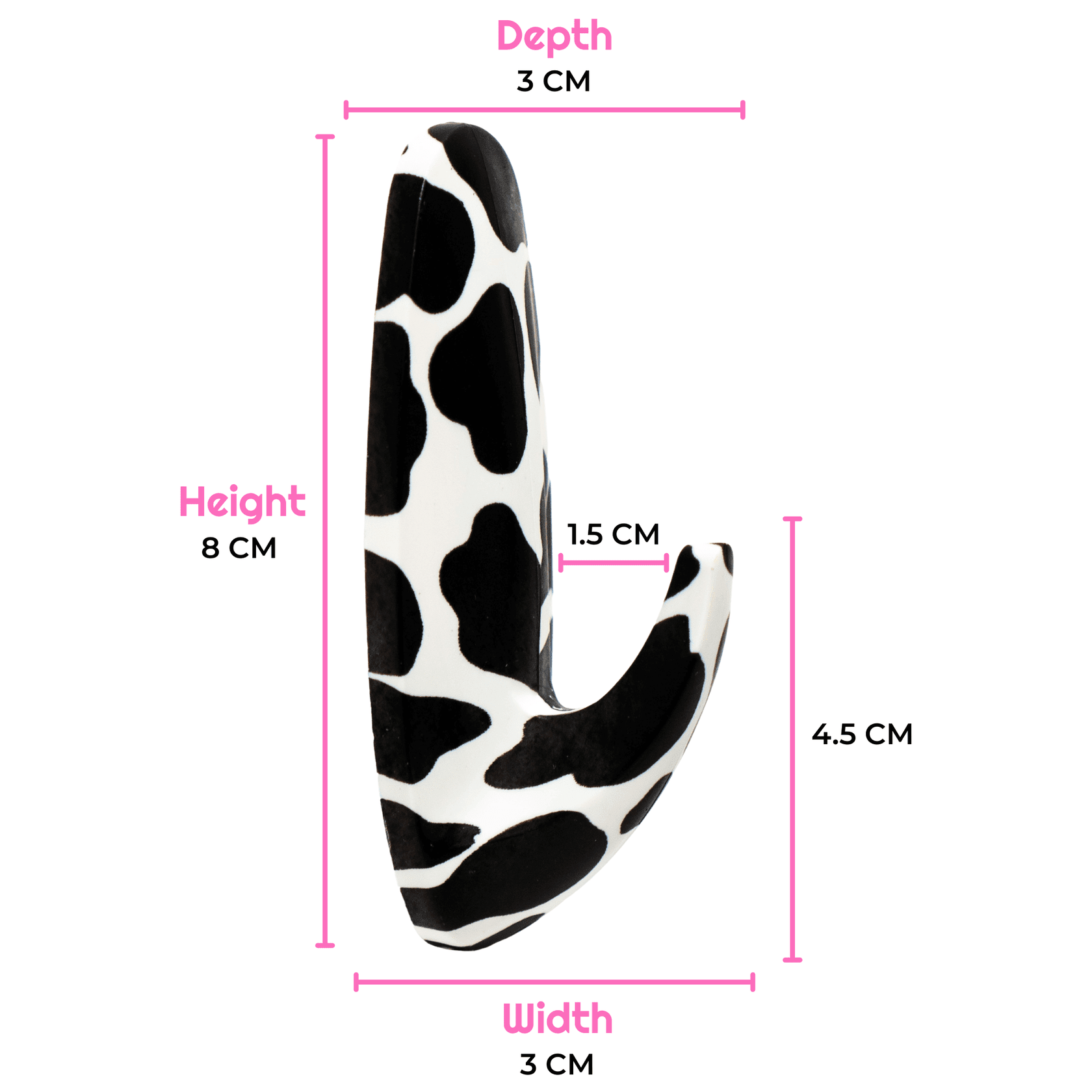 WallCandy Cow Print Stick-On Wall Hooks with 3M Command Strips | 3 Pack