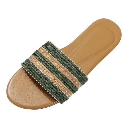 

Women s Slipper Wide Slippers for Women Wide Width Fashion Spring And Summer Women Slippers Flat Bottom Light Open Toe Soft Cloth Upper Colorblock Casual Beach Style