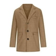 thumbnail image 5 of hopeusince Men's Classic Notch Lapel Long Sleeve Wool Overcoat Business Warm Winter Coat with Vest Khaki XXXL, 5 of 5
