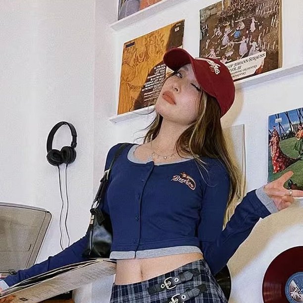 Camisetas para mujer, sexys, combinables, americanas, retro, de calle, hip hop, de manga larga, juveniles, populares, hipster, tops de verano, universitarios, para uso diario.