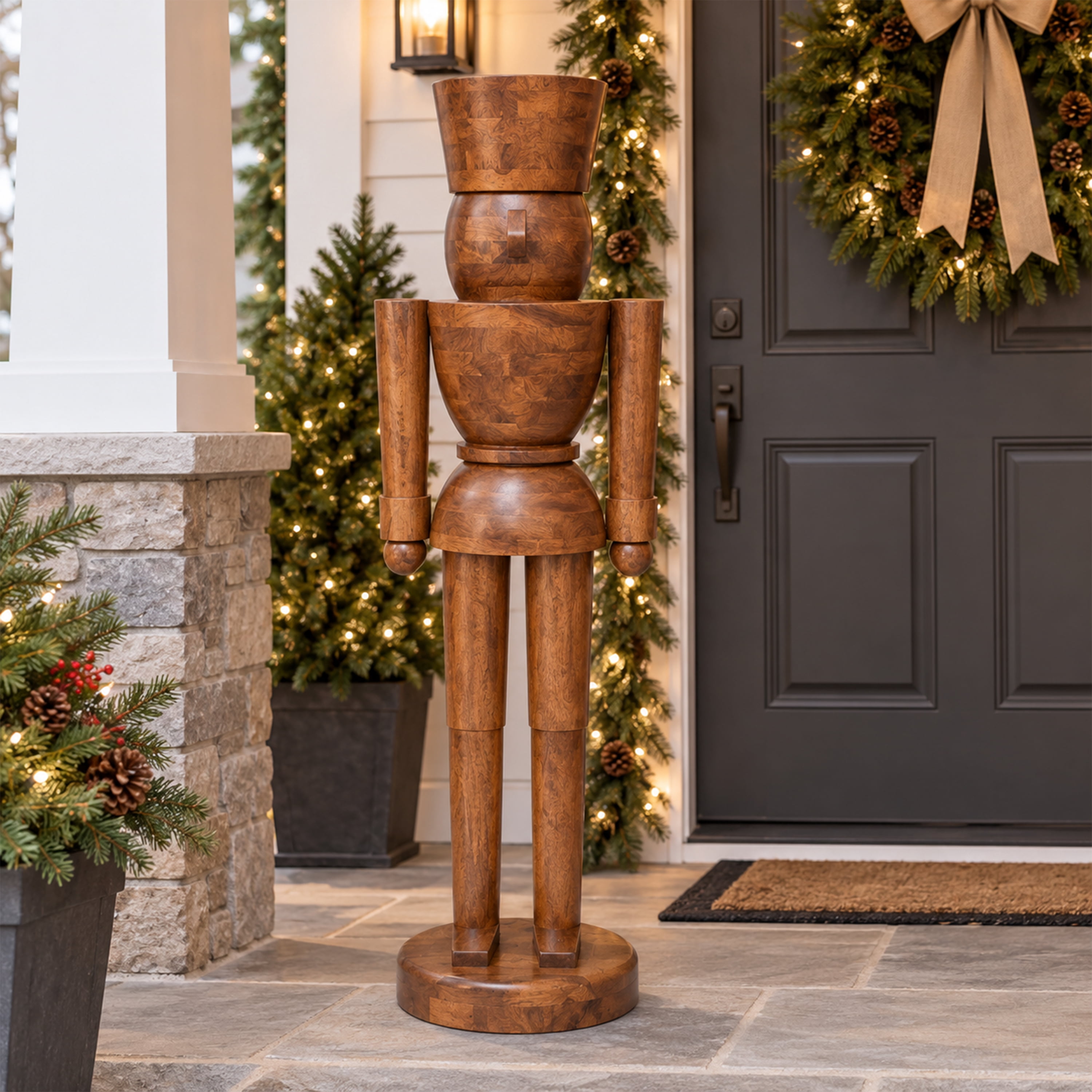 My Texas House 5ft Wood Decorative Nutcracker in Dark Natural Finish