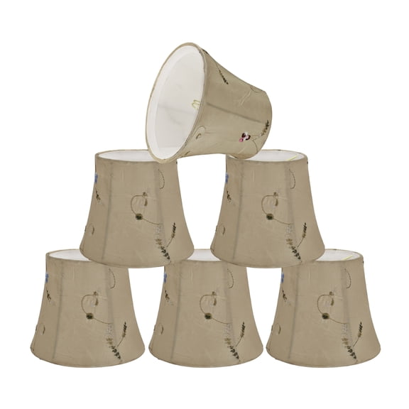 Aspen Creative 30393-6 Small Bell Shape Chandelier Clip-On Lamp Shade Set (6 Pack), Transitional Design in Gold, 6" bottom width (4" x 6" x 5" )