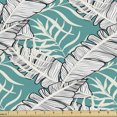 thumbnail image 1 of Leaves Upholstery Fabric by the Yard, Botanical Theme Abstract Tropical Banana Leaf and Branches Motifs on Teal Background, Decorative Fabric for DIY and Home Accents, Multicolor by Ambesonne, 1 of 5