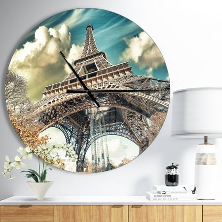 DESIGN ART Designart 'Street View of Paris Eiffel Tower' Oversized French Country Wall