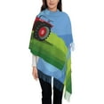 thumbnail image 3 of Rateoe Tractor on farming land Printed Women's Traditional Scarf Wrap Tassel Shawl Fringes Neck Head Shawl Retro Scarf, 3 of 8