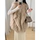 thumbnail image 2 of Chaleco sin mangas de piel auténtica de zorro para mujer, chaqueta de moda con tiras cosidas juntas, cuello en V, abrigos elegantes y cálidos para otoño e invierno, 2 of 5