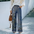 thumbnail image 4 of Dress Pants Women Petite High Waisted Wide Leg Summer Beach Vacation Pants Boho Lounge Casual Palazzo Trousers, 4 of 7