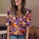 thumbnail image 1 of Fiudx Liquidación de Ofertas Flash Camiseta de Manga Corta con Cuello En V Estampada Informal a La Moda para Mujer, 1 of 4