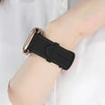 thumbnail image 6 of FIEWESEY Fabric+Leather Watch Band Compatible with Apple Watch 38mm 40mm 41mm Watch,Canvas Strap with Soft Leather Lining and Snap Button for Apple iWatch Series 8/7/6/5/4/3/2/1/SE (Black), 6 of 6