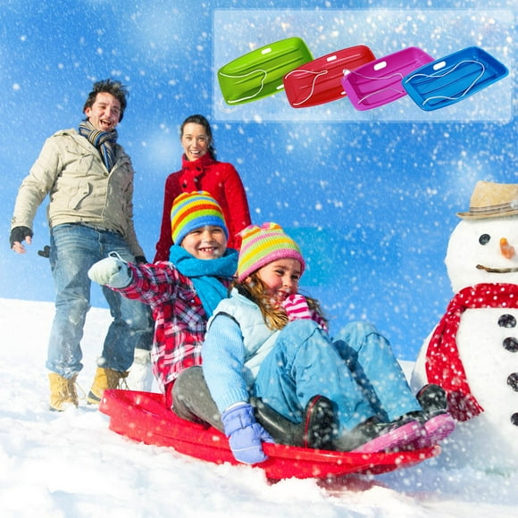 Snow Sled with Pull Rope & Handle, 25.6"*14.2" Plastic Winter Toboggan Sled, Snow Sled for Slippery Racer Downhill Sprinter (Blue, 1pcs)