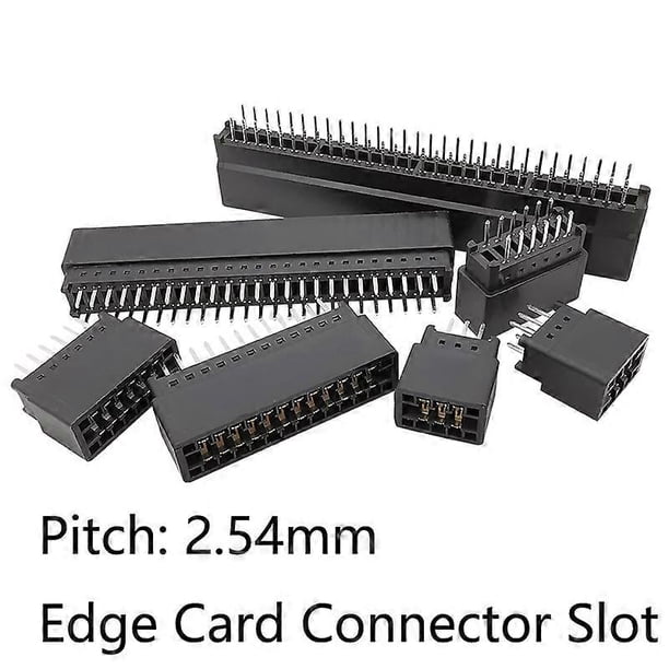 125 piezas de 254 mm de paso, 6 pines, 8 pines, 10 pines, 12 pines, 16 pines, 20 pines, 26 pines, 30 pines, 36 pines, 40 pines, ranura para conector de tarjeta PCB, orificios pasantes dorados