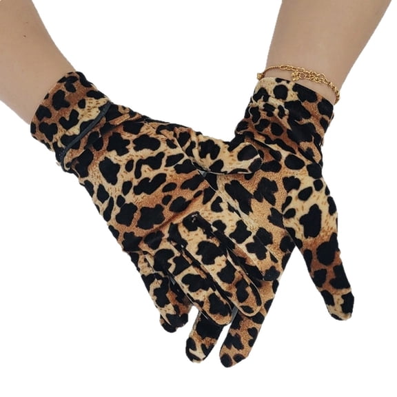 lanema Trendy Unisex Gloves Leopard Design Warm Polyester For Winter Adventures