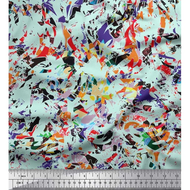 Soimoi Modal Satin Fabric Multicolor Texture Decor Fabric Printed Yard 42 Inch Wide