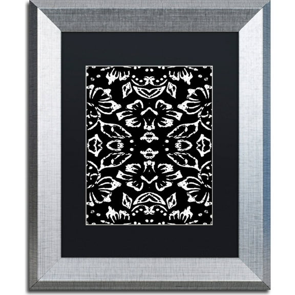 Trademark Fine Art "Black & White Pattern" Canvas Art by Color Bakery, Black Matte, Silver Frame