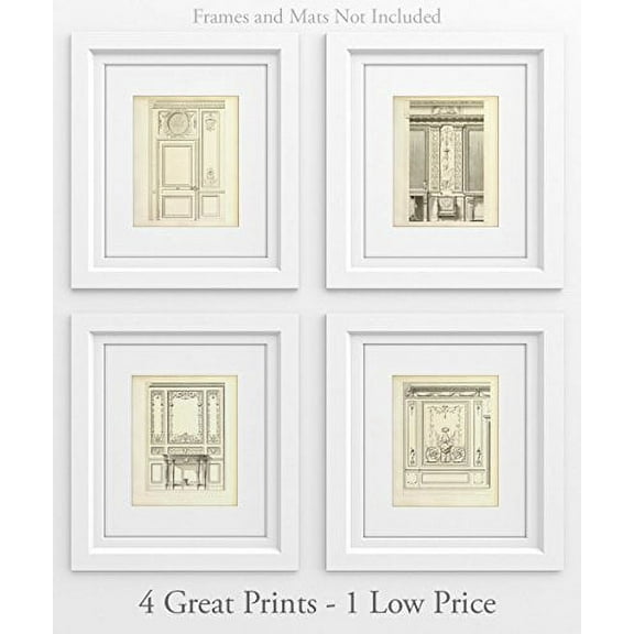 French Doors - Set of 4 11x14 Unframed Art Prints - Great Architectural Home Decor (not Restoration Hardware)