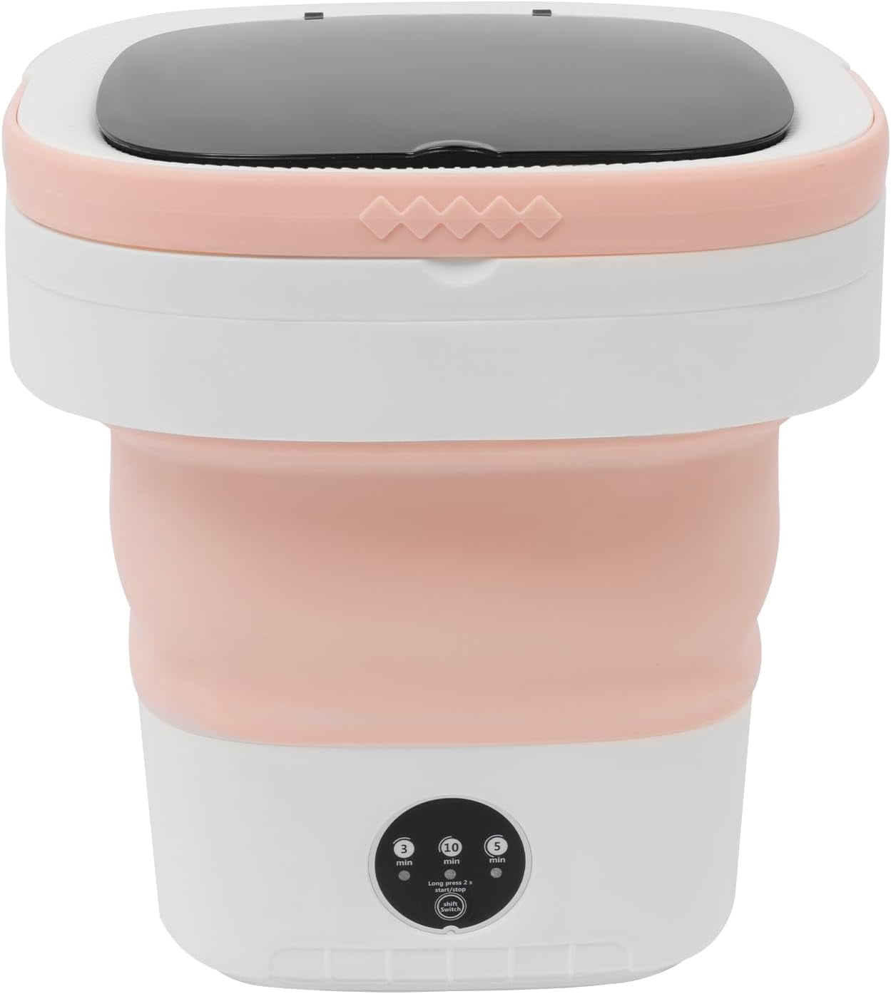 12L Portable Mini Washing Machine, Foldable Washer and Spin Dryer with Drainage Basket, Electric Collapsible Washing Machine for Apartment Camping, RV, Travel, Underwear, Socks (Pink)