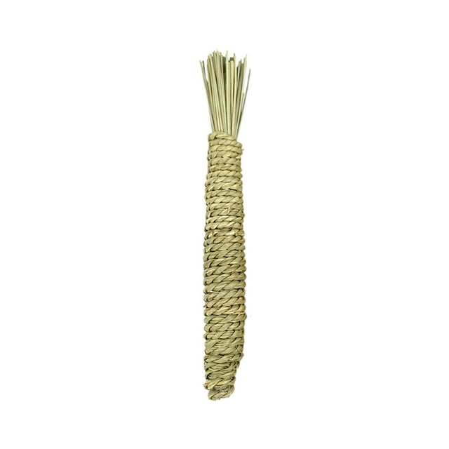 Visland Rabbit Toy Teeth Grinding Toy Natural Grass Hand-woven Hamster Rabbit Carrot Chew Toy Cage Accessories