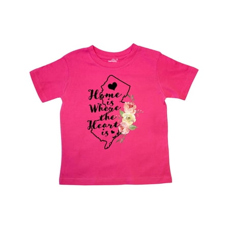 

Inktastic New Jersey Home is Where the Heart is with Watercolor Floral Gift Toddler Boy or Toddler Girl T-Shirt
