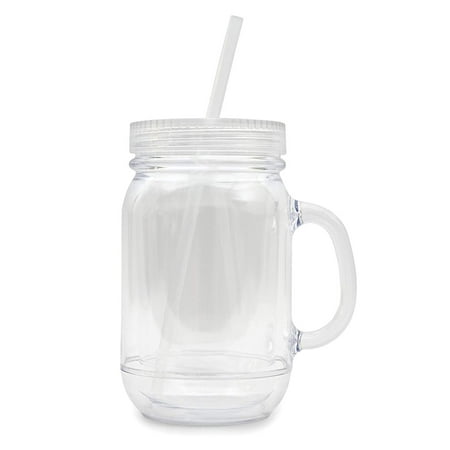 ImpecGear 20 Oz Mason Jar Doubled wall Acrylic Cup with Straw & Lid, Regular Mouth