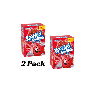 (2 pack) Kool-Aid Singles Sugar-Sweetened Cherry Artificially Flavored Powdered Soft Drink Mix, 12 ct On-the-Go-Packets