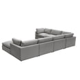 thumbnail image 5 of Kaelynn Corner Sofa Gray Linen Upholstered with Ottoman, 5 of 8