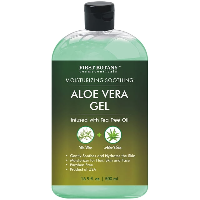 Gel de aloe vera First Botany, 500 ml, con crema hidratante de aceite de árbol de té