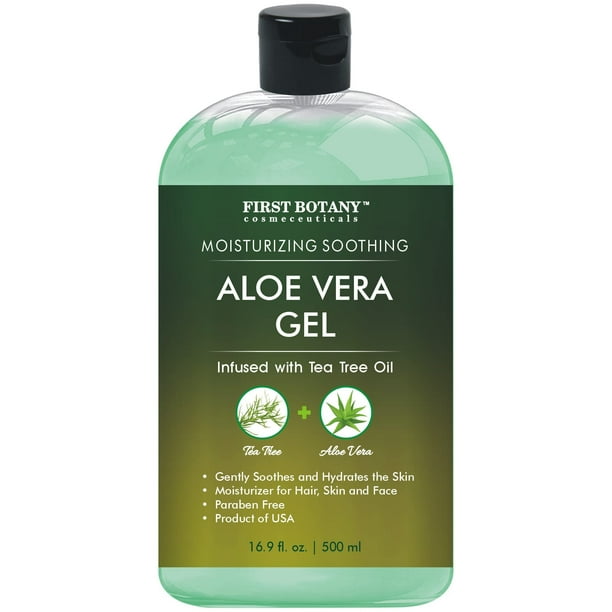 Gel de aloe vera First Botany, 500 ml, con crema hidratante de aceite de árbol de té