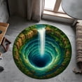 thumbnail image 3 of Iumwxz Crystal Velvet Round Rug 3D Visual Effect Floor Mat Boucle Cave Carpet Non-Skid Soft Decorative Bedroom Living Room Home Area Rug Green, 3 of 7