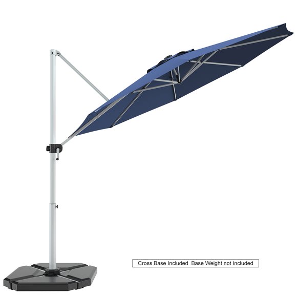 11' Patio Cantilever Offset Umbrella 360° Rotation Outdoor Tilt Blue