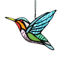 BOXCASA Stained Glass Birds Window Hangings, Stained Glass Hummingbird Decorations,Bird Suncatcher for Window Decor Hummingbird Gifts for Mom,Bird Lovers