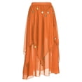 thumbnail image 3 of CHICTRY Womens Chiffon Belly Dance Asymmetric Hem Skirt Halloween Shiny Sequins Beaded Dance Costume Orange One Size, 3 of 7