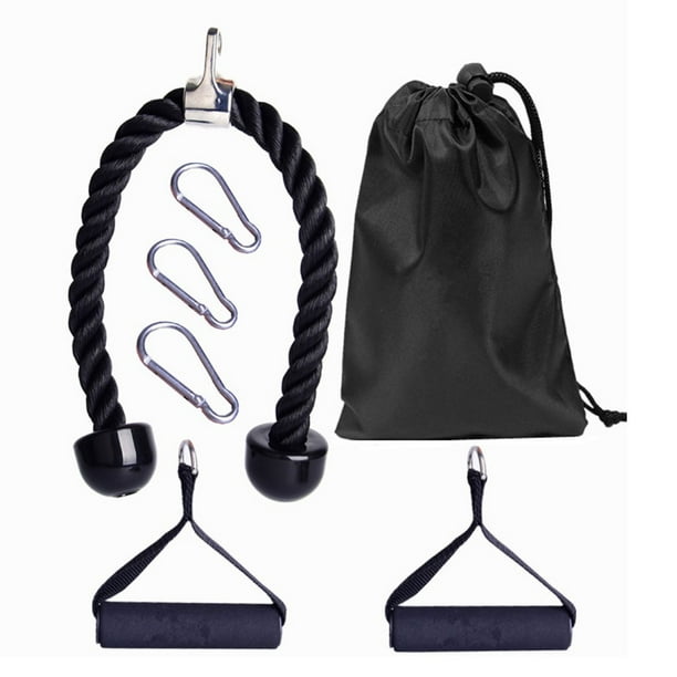 Soidarity Juego de 7 Uds. De cuerda para tríceps, 2 asas de ejercicio, 3 Clips de mosquetón, accesorio de Cable de cuerda para tríceps para accesorios Gimnasios en casa Soidarity OD006959-00