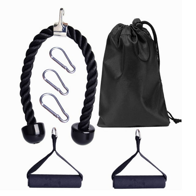 Soidarity Juego de 7 Uds. De cuerda para tríceps, 2 asas de ejercicio, 3 Clips de mosquetón, accesorio de Cable de cuerda para tríceps para accesorios Gimnasios en casa Soidarity OD006959-00