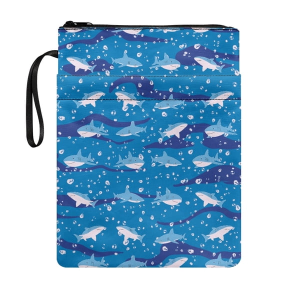 HELLHERO Shark Pattern Design Book Cover Sleeve Pouch Reusable Lightweight Book Cover Carrying Case Handle with Storage & Portability 8.66 x 11.42