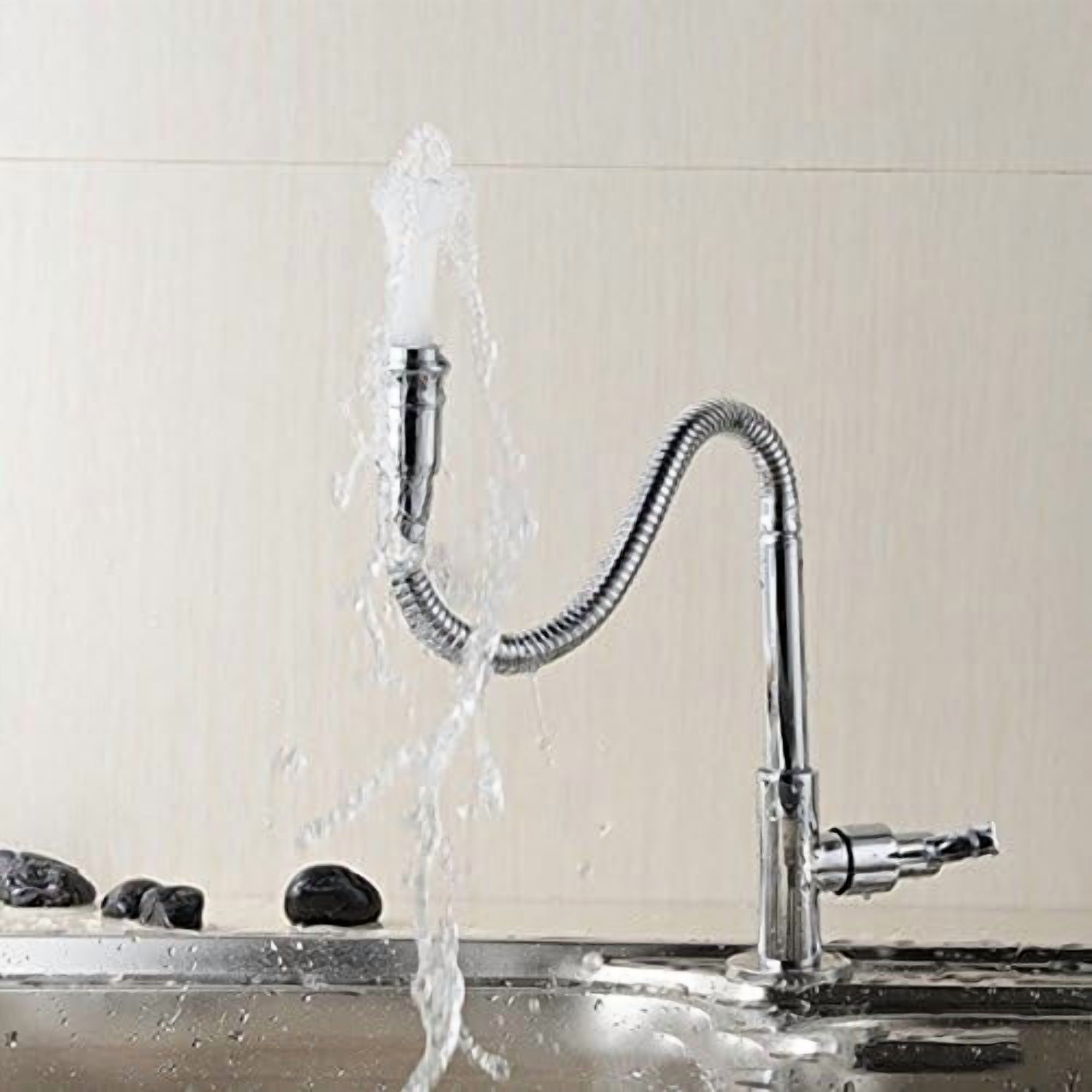 Single Lever Flexible Pull Out Kitchen Water Tap Sink Faucet Single-Tube Cold Water Basin Taps Vanity Vessel Faucets Deck Mount Chrome Finish$$Tools & Hardware Other