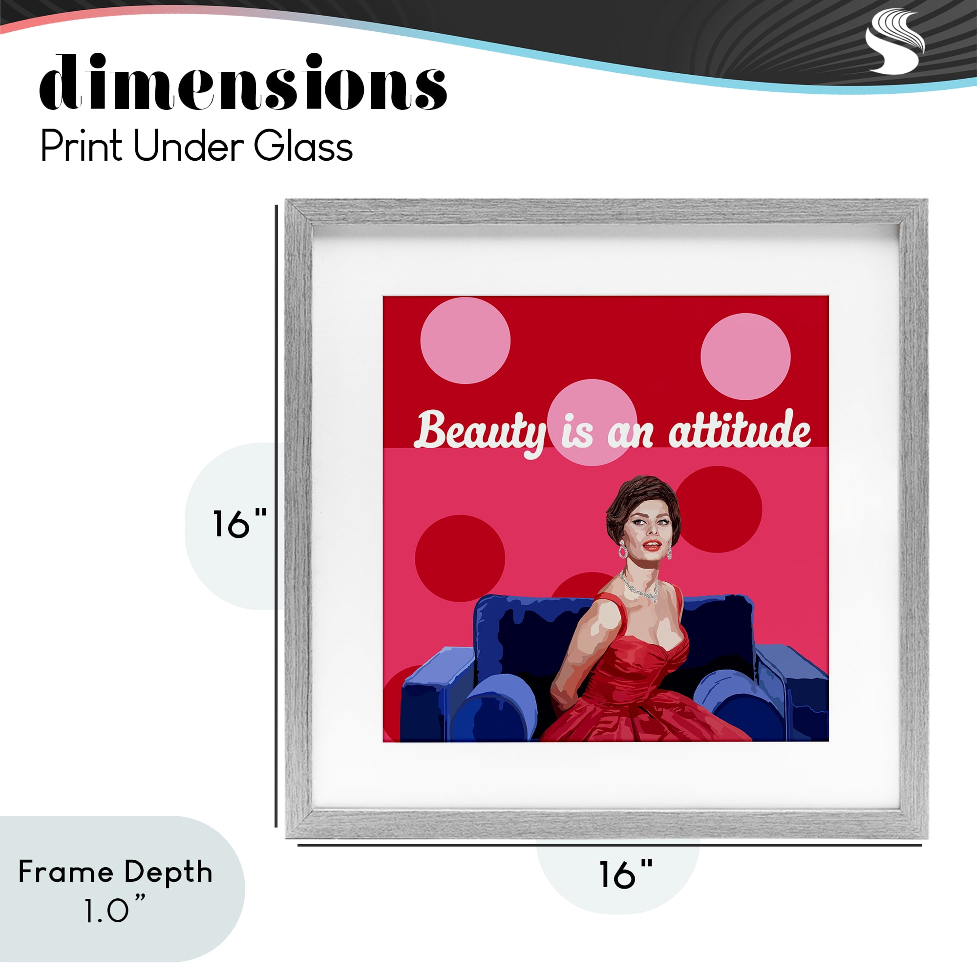 Stupell Industries Beauty Is An Attitude Gray Framed Print Under Glass, design by Lynnda Rakos