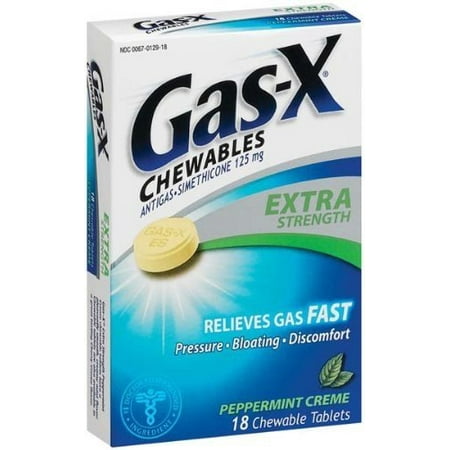 Creme Chewables - Gas-X Extra Strength Gas Relief Chewable Tablets, Peppermint Creme, 18 Count