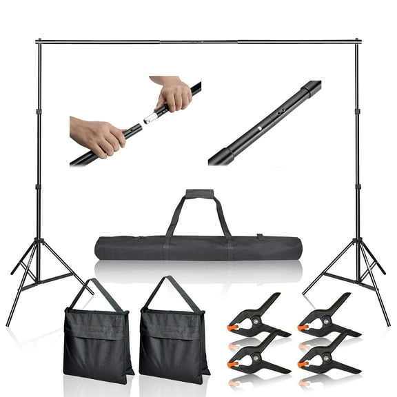 Emart Photo Video Studio 10Ft Adjustable Background Stand Backdrop Support System Kit With Carry Bag Backdrop