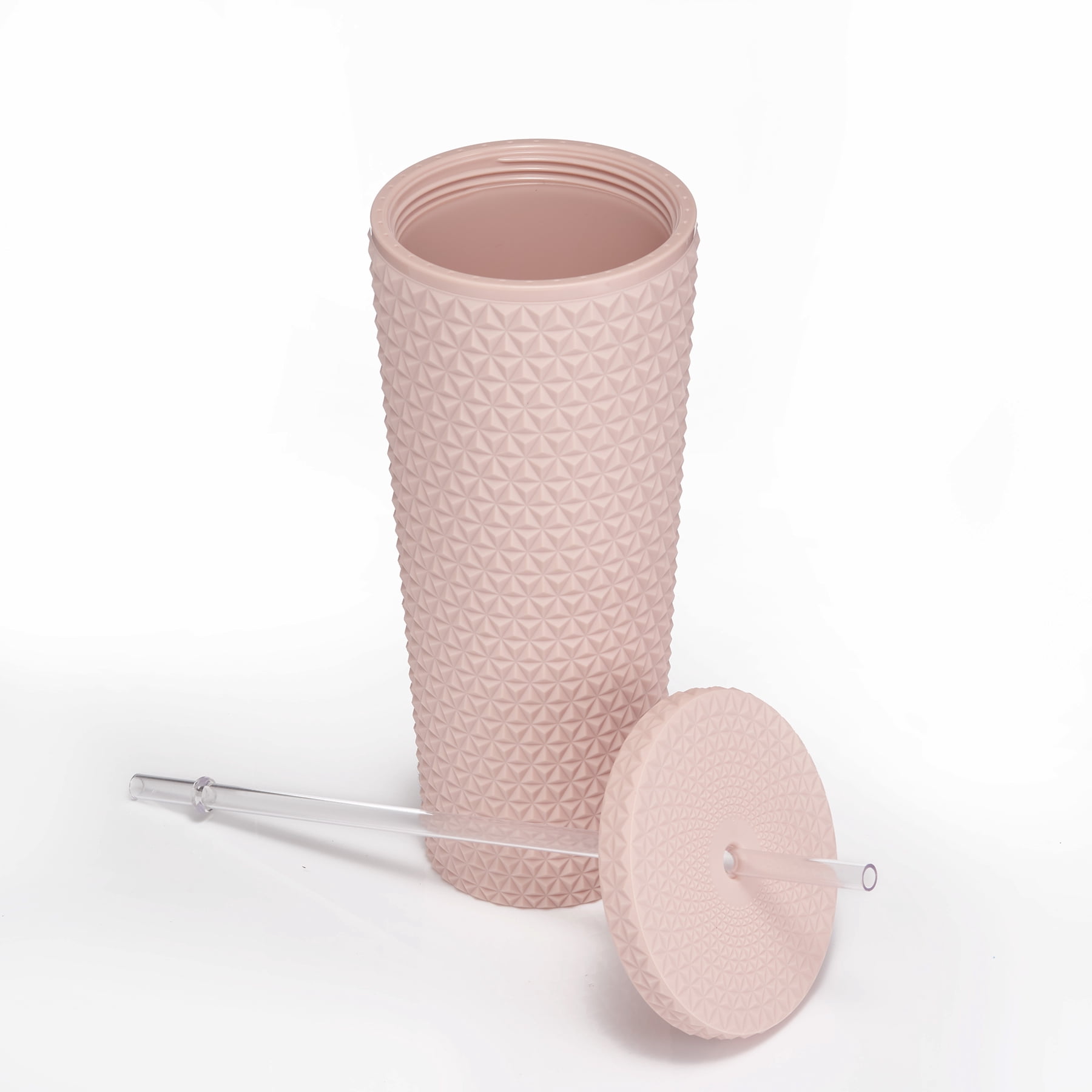 Mainstays MS 26oz Double Wall AS Plastic Textured Tumbler Pearl Blush