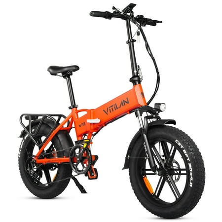 VITILAN V3 2.0 Electric Bike for Adults 750W Folding Electric Bike 20 Inch 4.0 Fat Tire Bikes Mountain Beach Snow Bike 48V 13AH Removable Battery Electric Bike