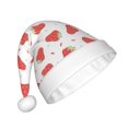 thumbnail image 2 of KLL Christmas Hats for Adults Plush Hand Drawn Strawberry Print Santa Hat Xmas Fluffy Santa Claus Hat for Women Men, 2 of 6