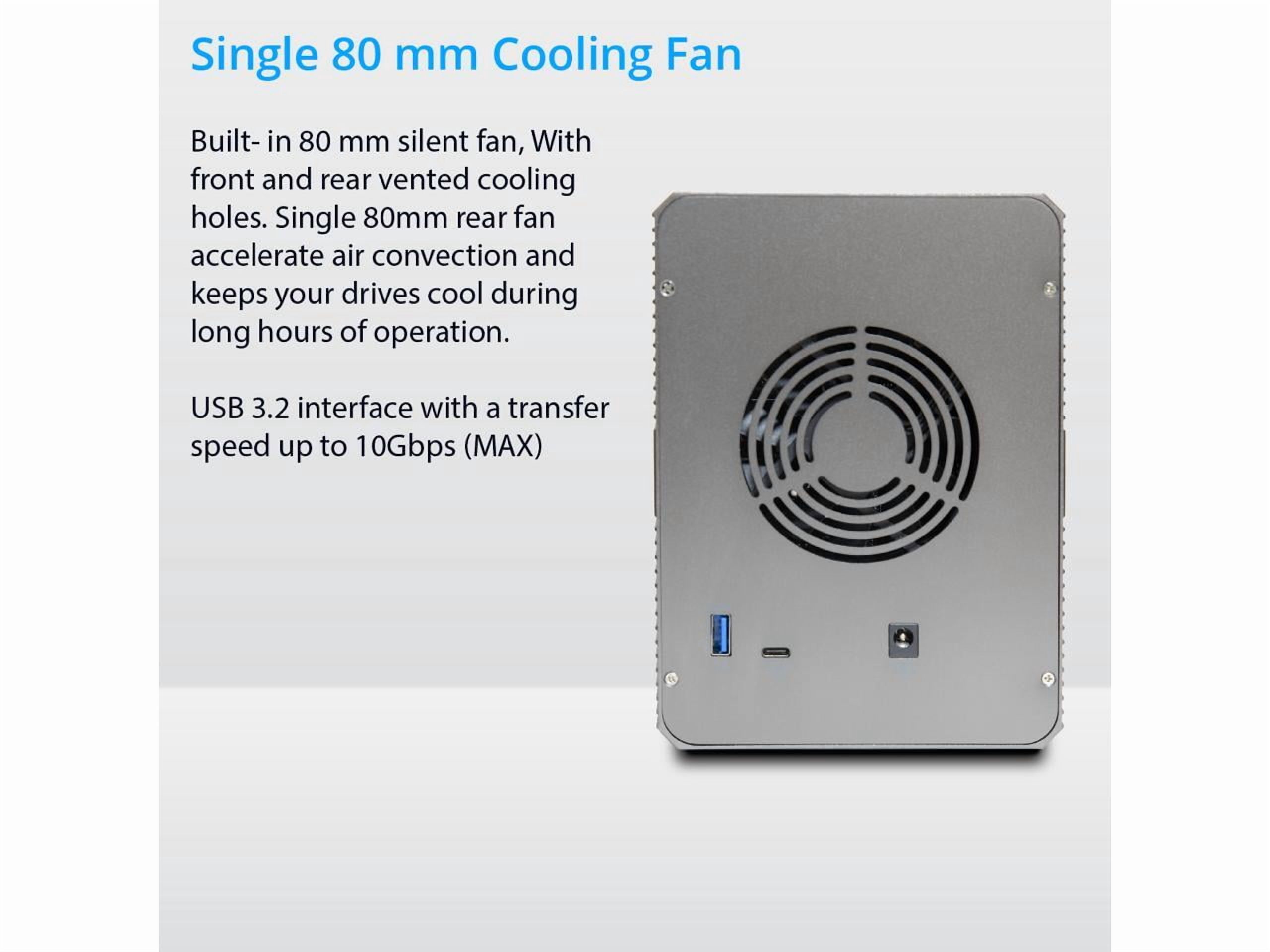 5 Bay USB 3.2 Type-C 10Gbps Daisy-Chain Hard Drive Enclosure DAS, Support 120TB (5x 24TB) 2.5" & 3.5" SATA HDD/SSD - SY-ENC50128