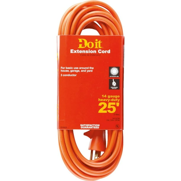 14/3 X 25' Extension Cord (cord color varies)