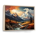 thumbnail image 2 of Designart "Yellow Teal Mountains Majestic Peaks composition III" Landscapes Floater Framed Wall Art Living Room, 2 of 7