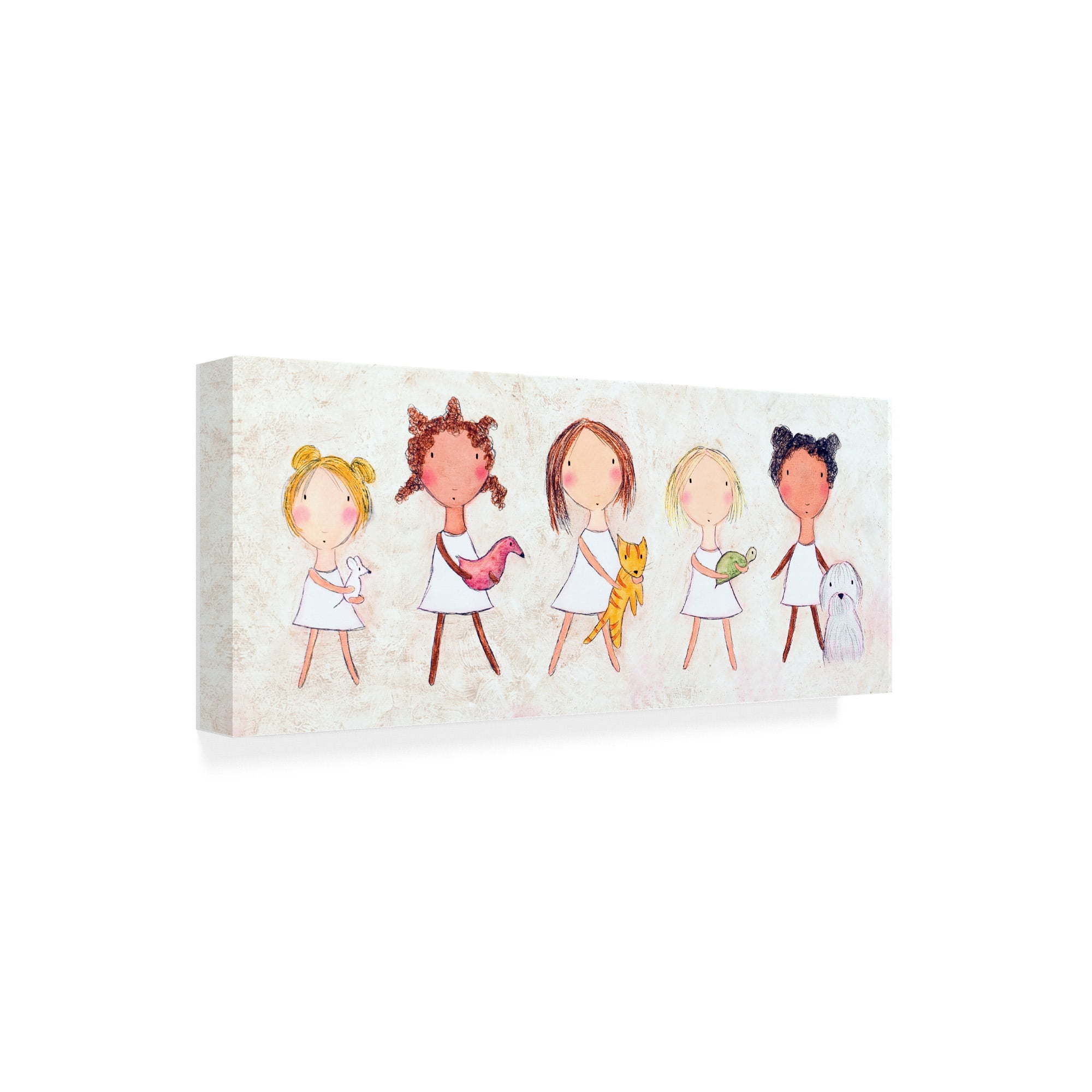 Trademark Fine Art 'Girls with Pets' Canvas Art by Carla Sonheim