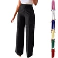 thumbnail image 2 of BUYISI Commuting High Waist Straight Wide Leg Casual Formal Trousers For Women Business Blue L, 2 of 9