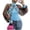 #0266-Blue, variant on Uootdi Womens Sheer Floral Embroidered Block Tops Stand Collar Balloon Sleeves Cropped Boleros Casual Evening Wear Chic Outfit Gift