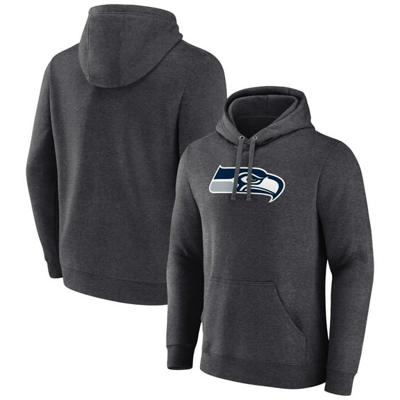 Men's Charcoal Seattle Seahawks Primary Team Logo Fitted Pullover Hoodie