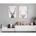thumbnail image 6 of Kate and Laurel Sylvie The Red Deer BW Framed Canvas Wall Art by Simon Te of Tai Prints, 23x33 Natural, Black and White Forest Deer Portrait Art, 6 of 6